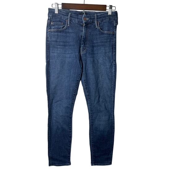 Mother The Looker Crop Skinny Jeans Women’s Size 26 Blue Denim Mid Rise Raw Hem - Picture 1 of 14
